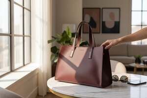 Rachel Zoe Arialith Pebbled Vegan Leather Tote Bag in Bordeaux